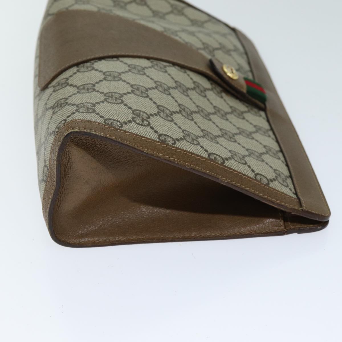 GUCCI GG Supreme Web Sherry Line Clutch Bag PVC Beige Red 89 01 033 yk12556