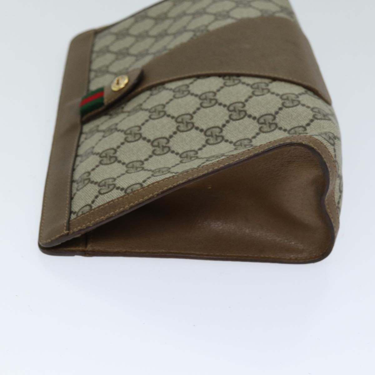 GUCCI GG Supreme Web Sherry Line Clutch Bag PVC Beige Red 89 01 033 yk12556