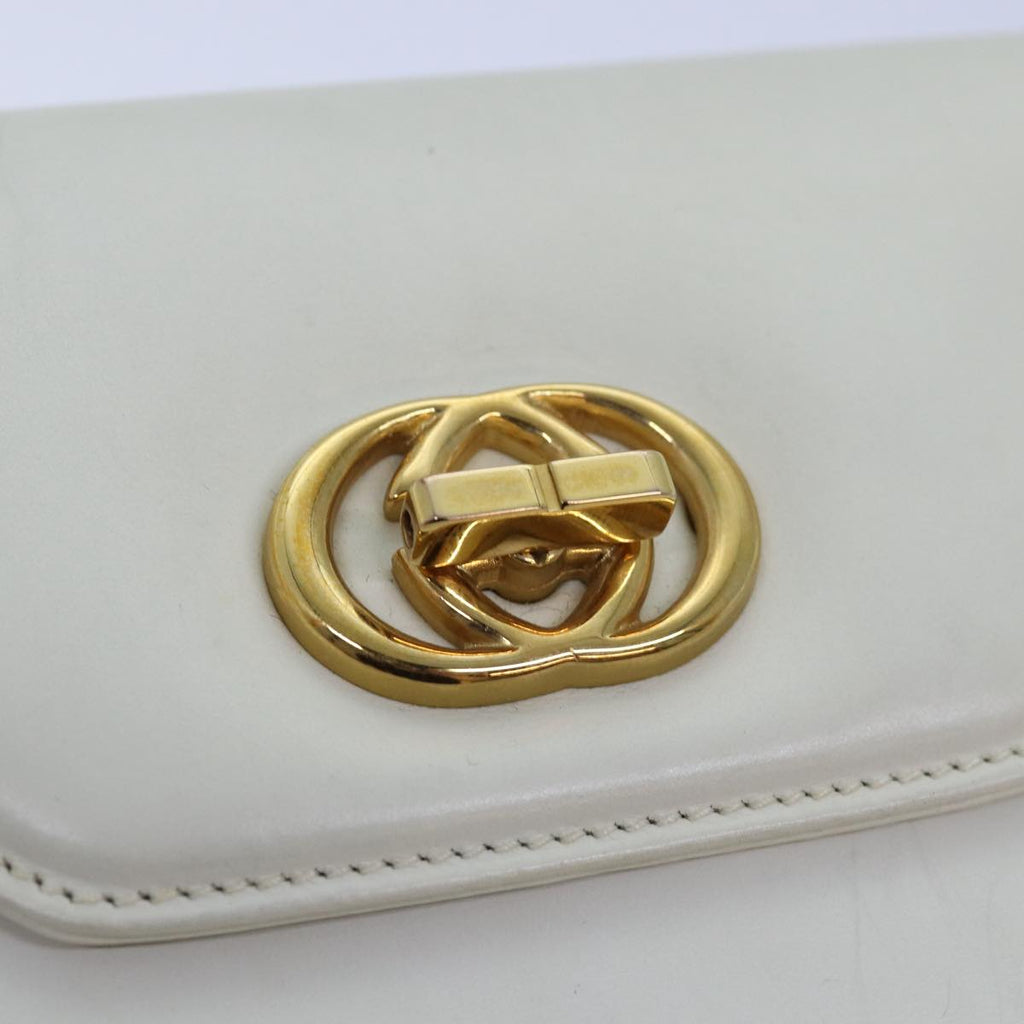 GUCCI Interlocking Shoulder Bag Leather White yk12575