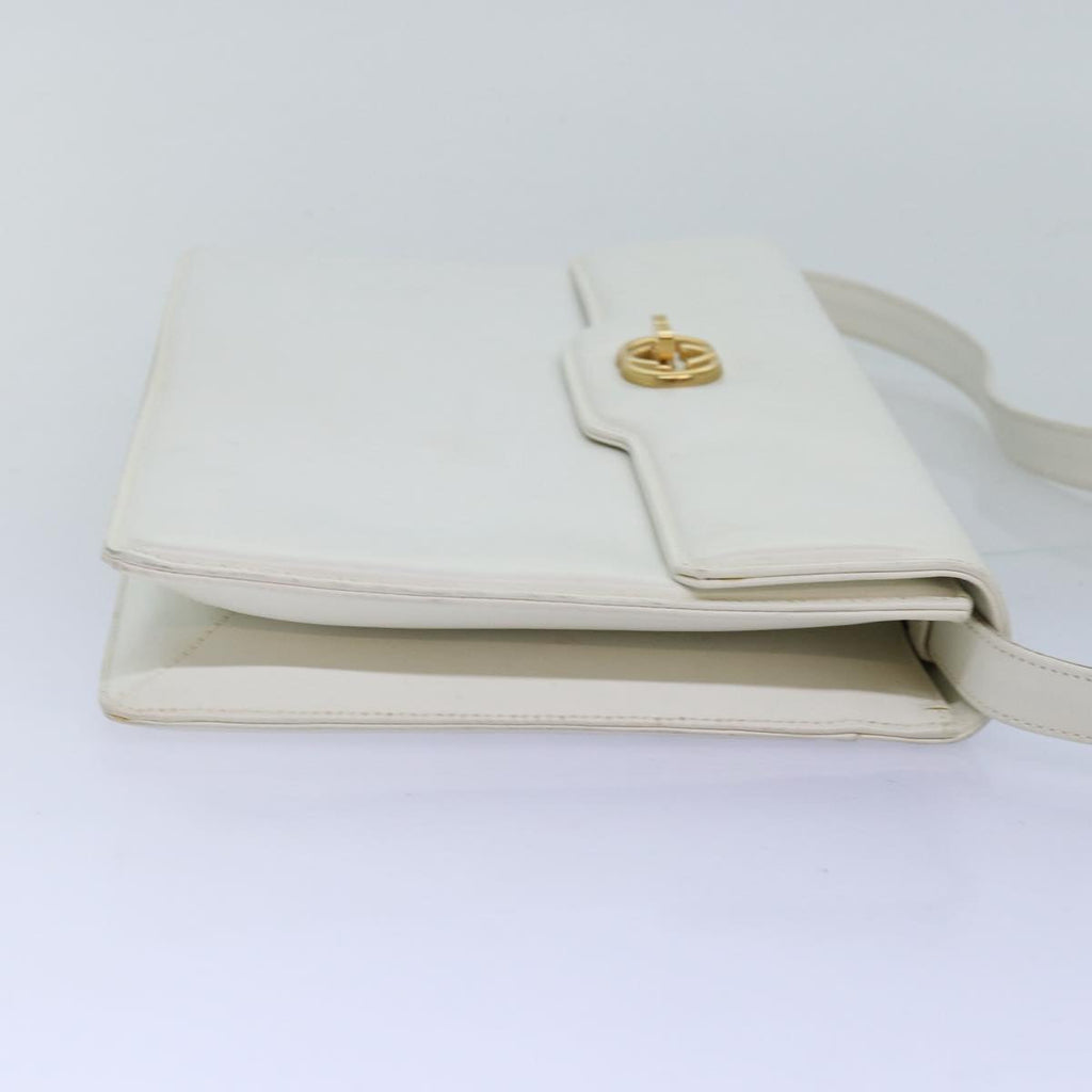 GUCCI Interlocking Shoulder Bag Leather White yk12575
