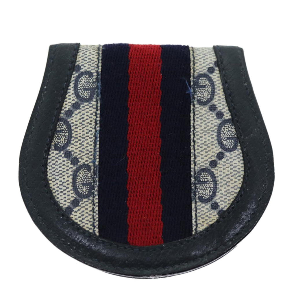 GUCCI GG Supreme Sherry Line Coin Purse PVC Red Navy yk12588