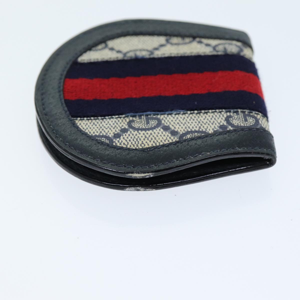 GUCCI GG Supreme Sherry Line Coin Purse PVC Red Navy yk12588