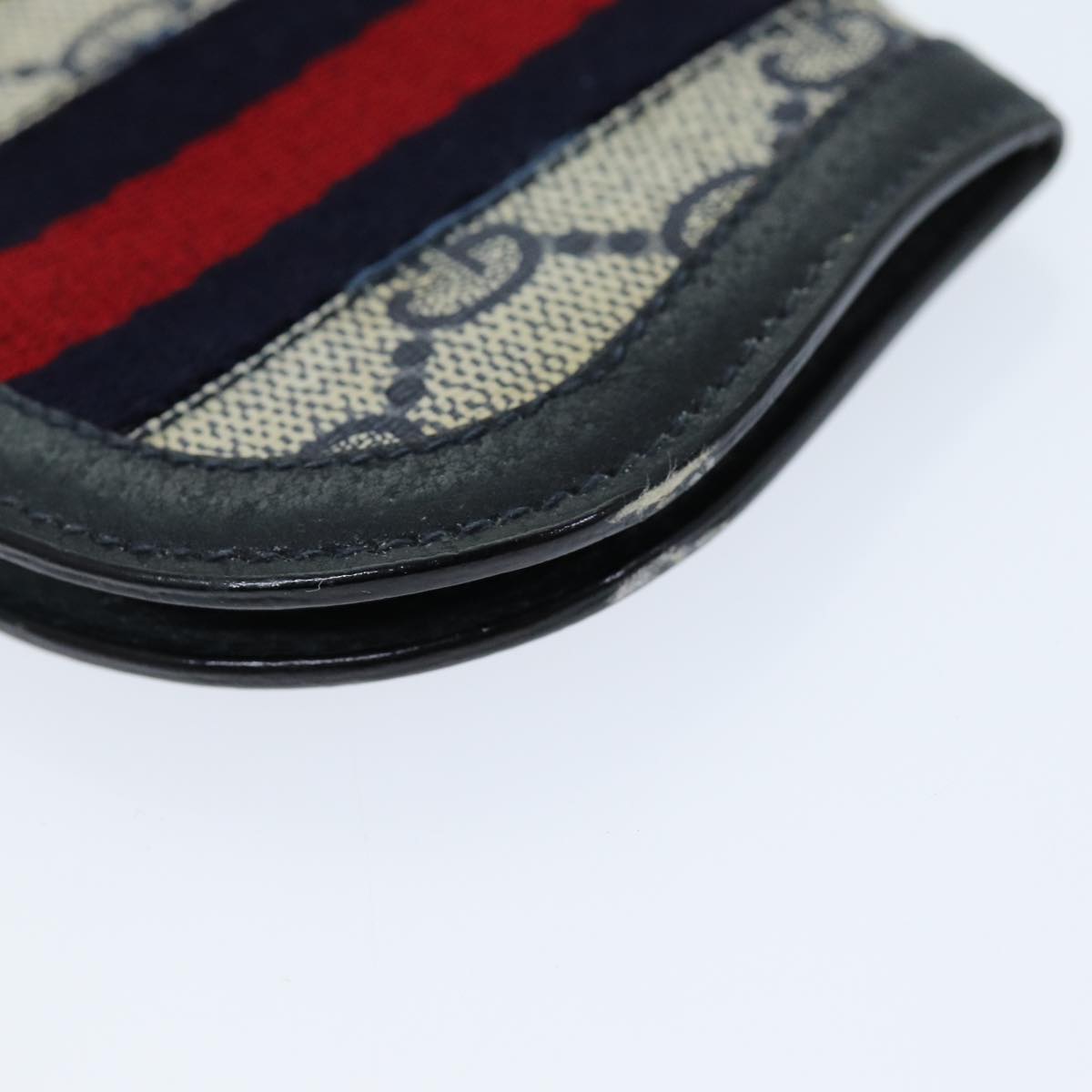GUCCI GG Supreme Sherry Line Coin Purse PVC Red Navy yk12588