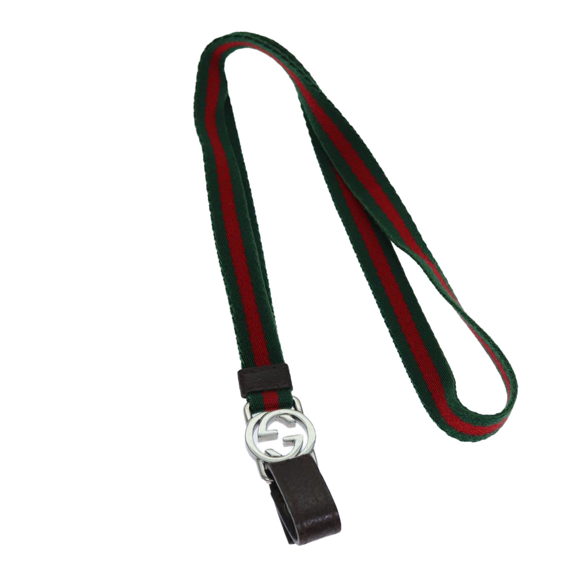 GUCCI Neck Strap Web Sherry Line Canvas Green Red 115278 yk12589