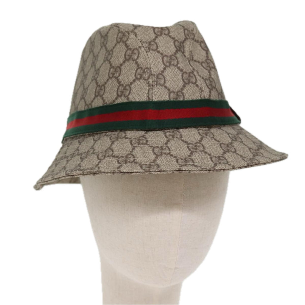GUCCI GG Supreme Web Sherry Line Hat PVC M Beige Red Green yk12592