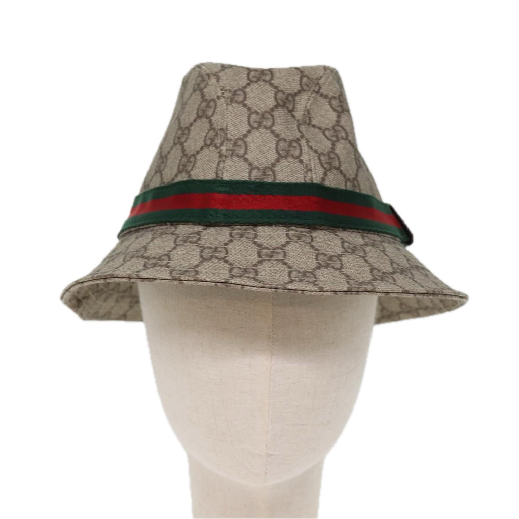 GUCCI GG Supreme Web Sherry Line Hat PVC M Beige Red Green yk12592