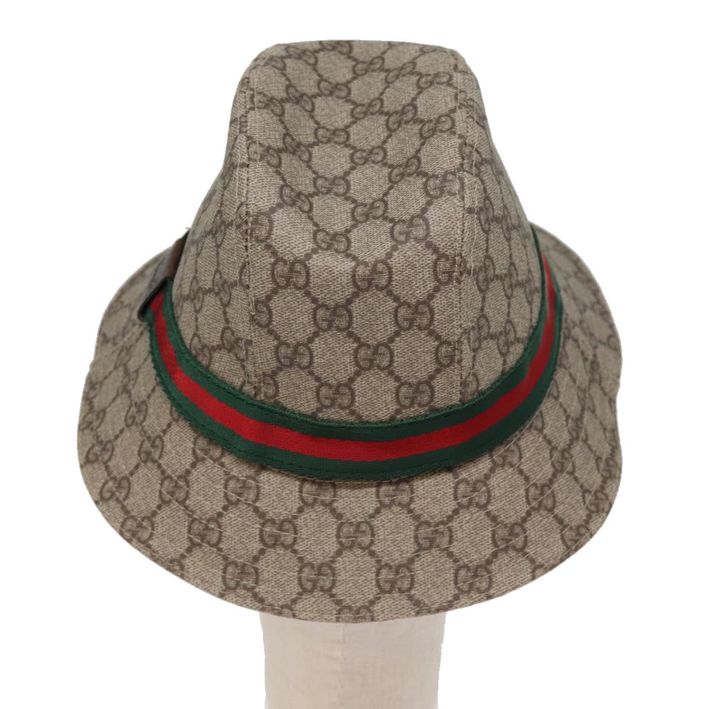 GUCCI GG Supreme Web Sherry Line Hat PVC M Beige Red Green yk12592
