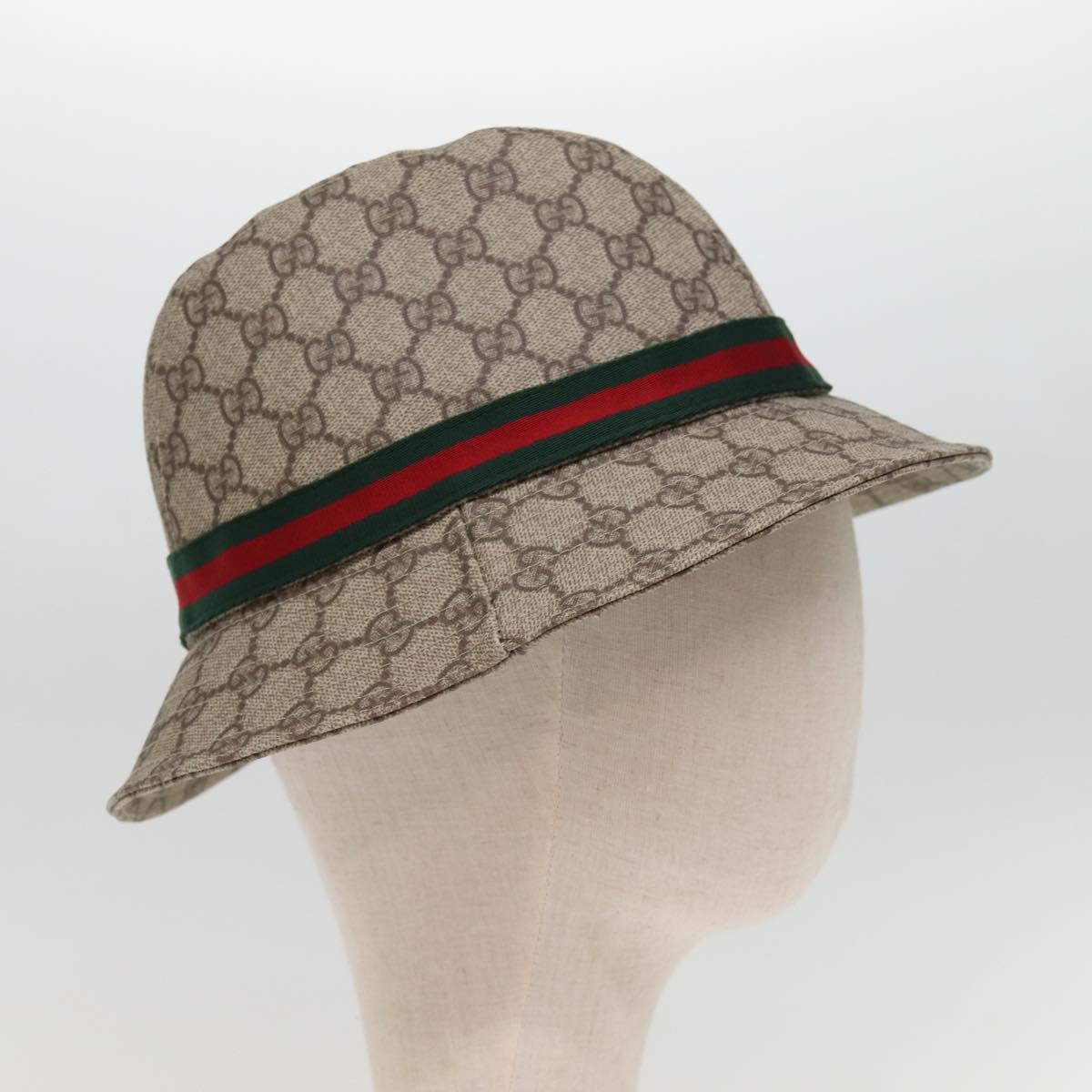 GUCCI GG Supreme Web Sherry Line Hat PVC M Beige Red Green yk12592