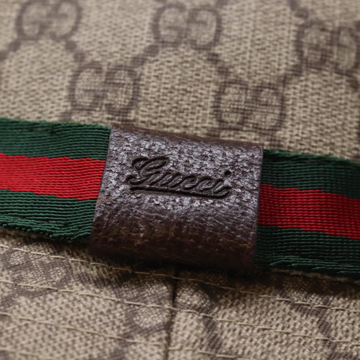 GUCCI GG Supreme Web Sherry Line Hat PVC M Beige Red Green yk12592