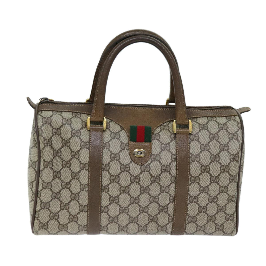 GUCCI GG Supreme Web Sherry Line Boston Bag PVC Beige Red 69 02 007 yk12611