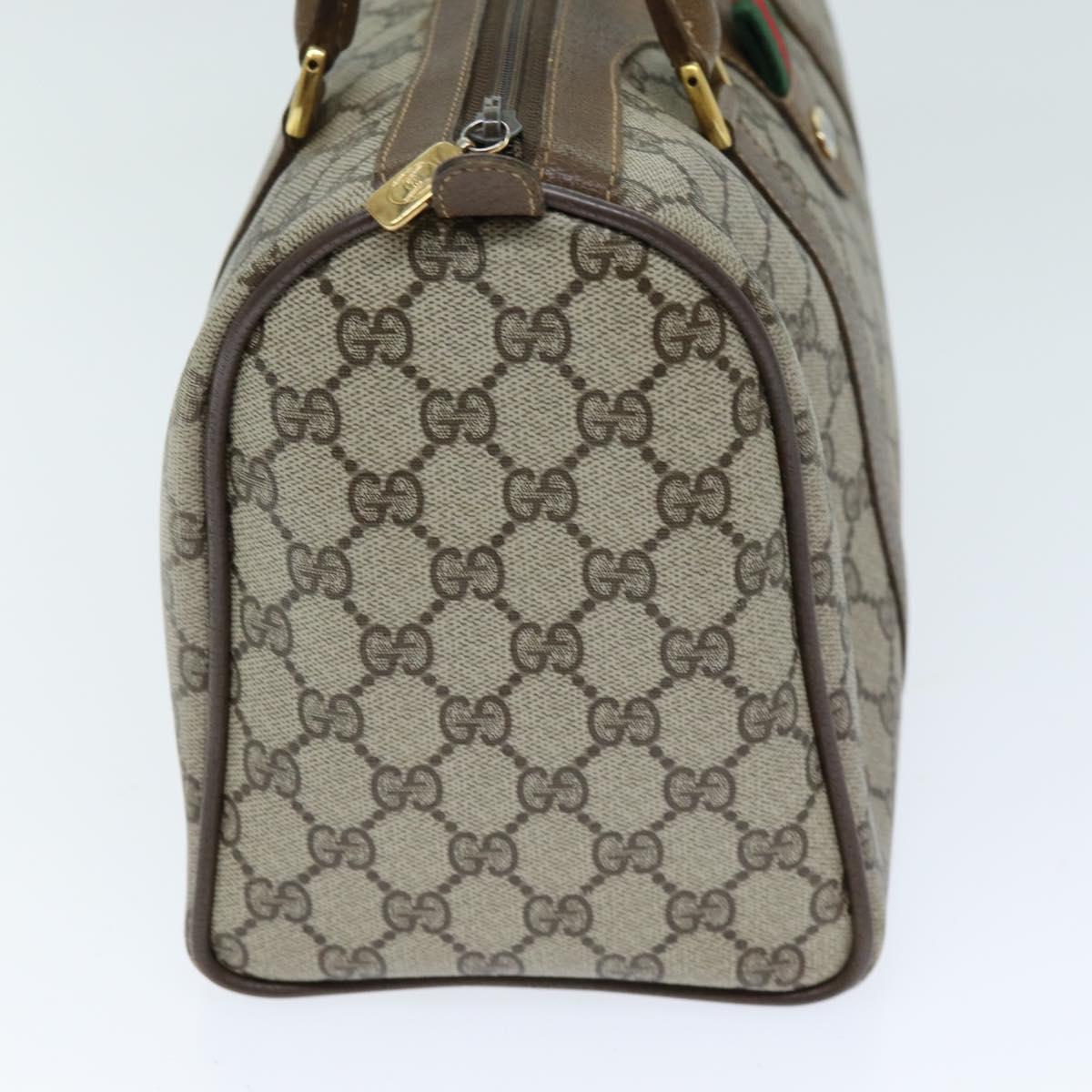 GUCCI GG Supreme Web Sherry Line Boston Bag PVC Beige Red 69 02 007 yk12611
