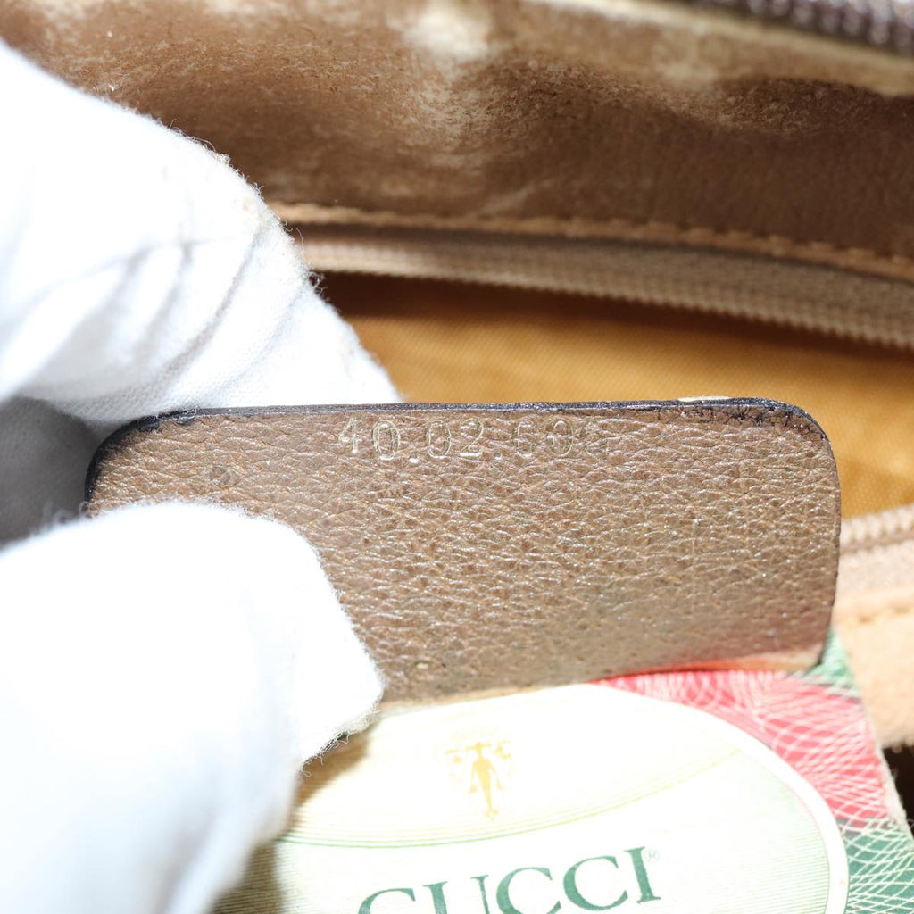 GUCCI GG Supreme Web Sherry Line Boston Bag PVC Beige Red 40 02 006 yk12612