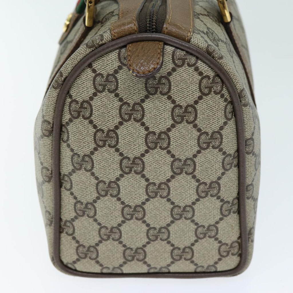 GUCCI GG Supreme Web Sherry Line Boston Bag PVC Beige Red 40 02 006 yk12612