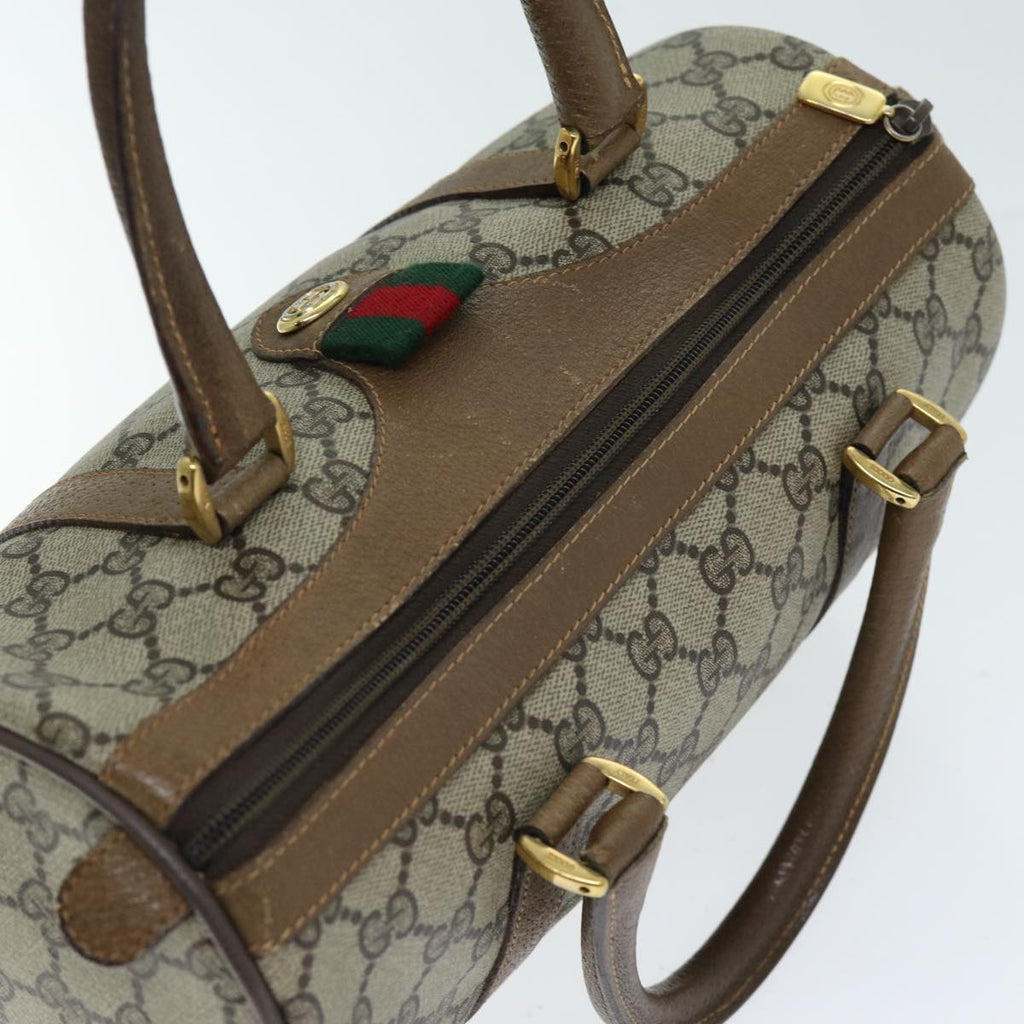 GUCCI GG Supreme Web Sherry Line Boston Bag PVC Beige Red 40 02 006 yk12612