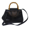 GUCCI Bamboo Nimfair Small Hand Bag Leather 2way Black 453767 yk12625
