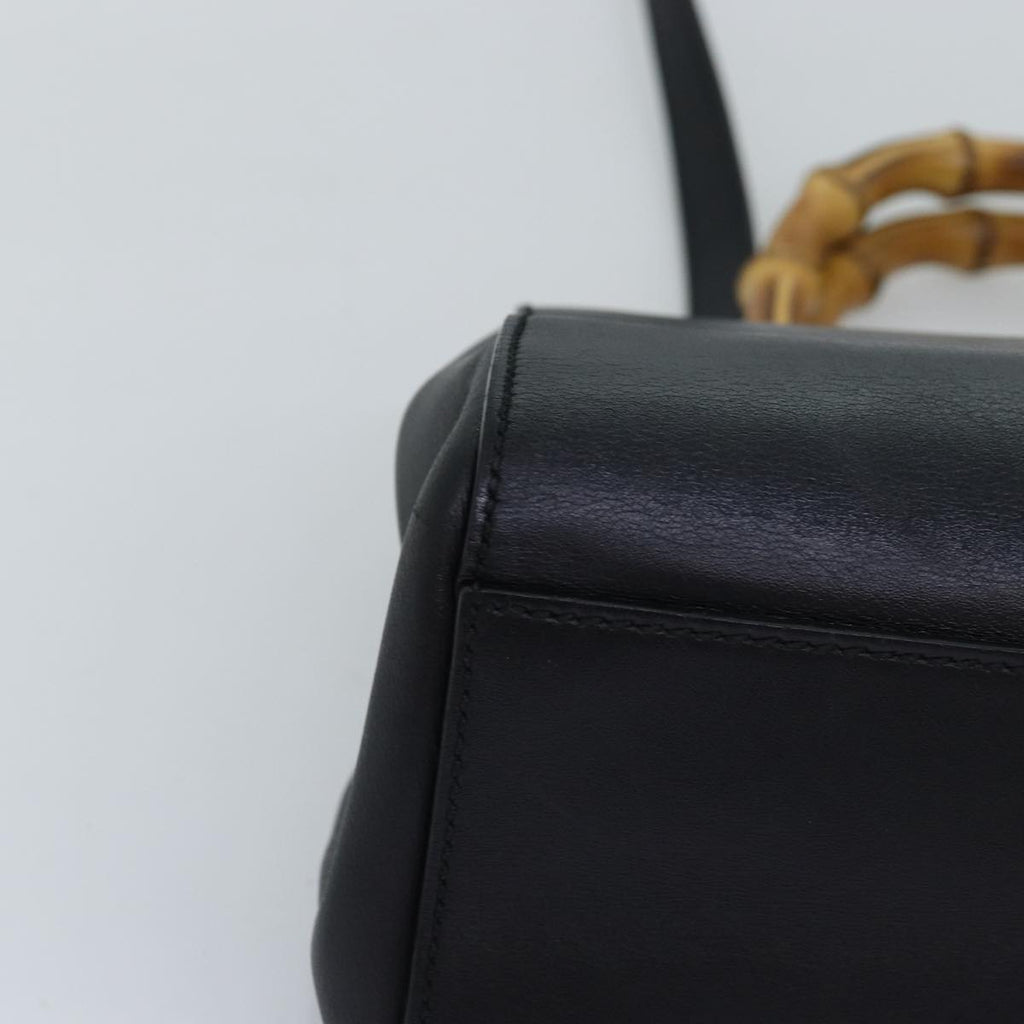 GUCCI Bamboo Nimfair Small Hand Bag Leather 2way Black 453767 yk12625