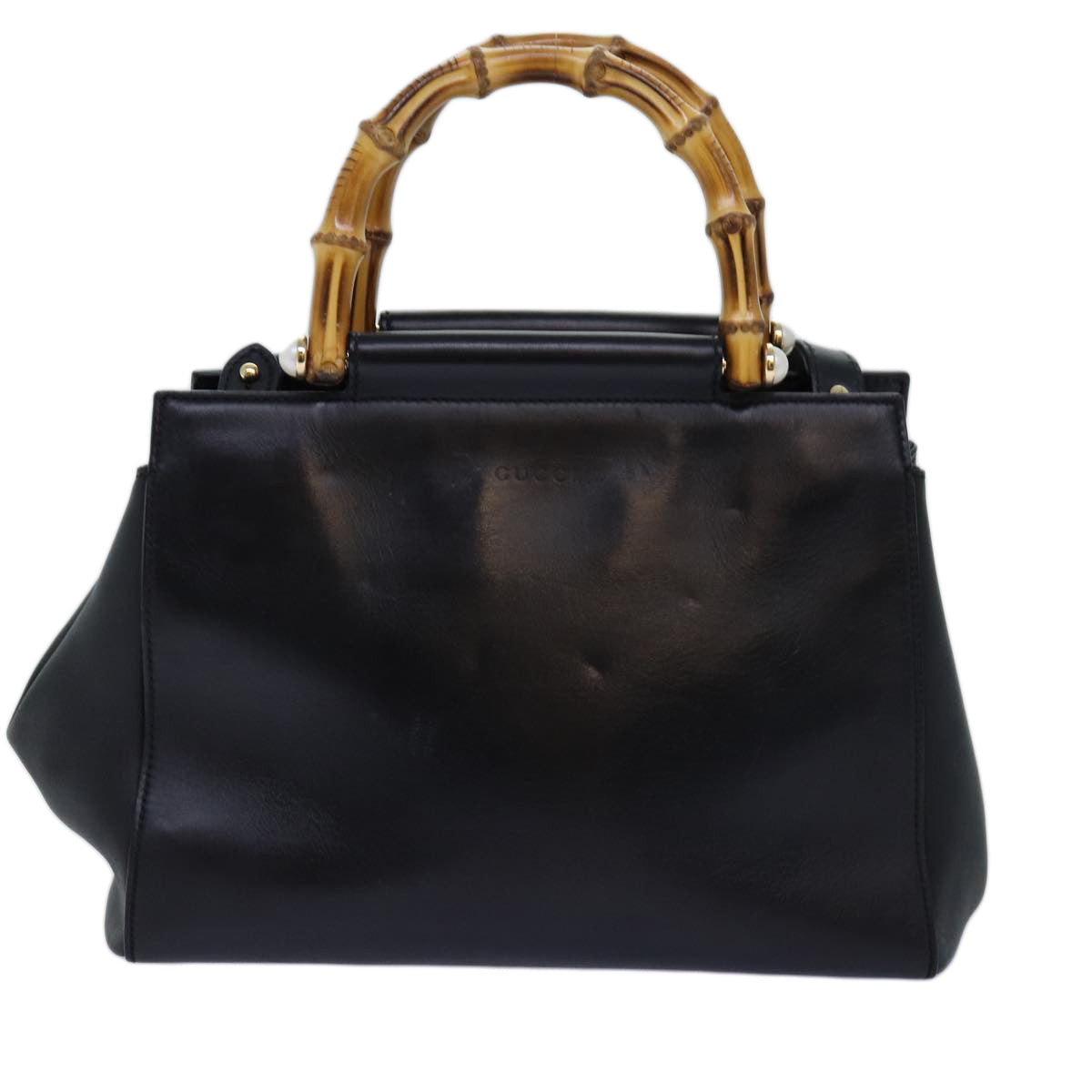 GUCCI Bamboo Nimfair Small Hand Bag Leather 2way Black 453767 yk12625