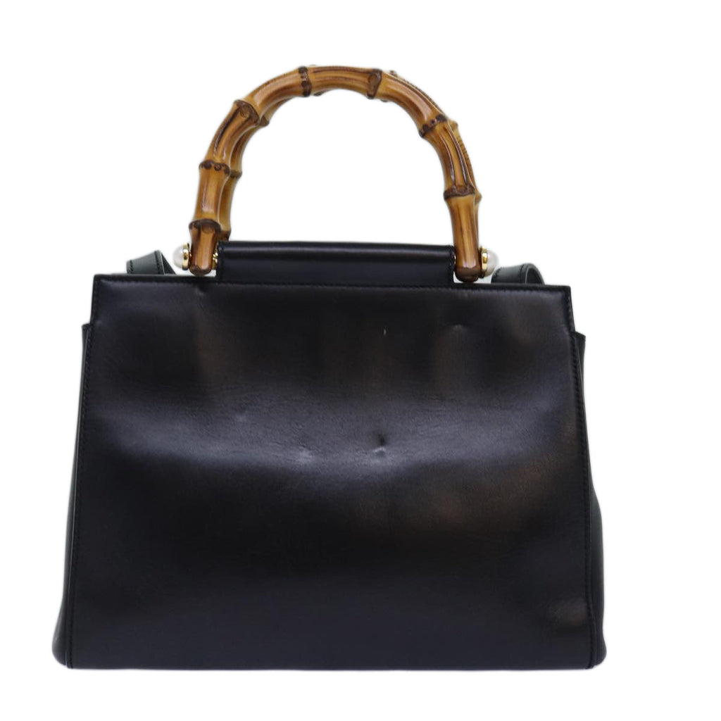 GUCCI Bamboo Nimfair Small Hand Bag Leather 2way Black 453767 yk12625