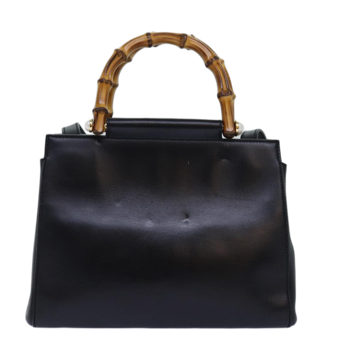 GUCCI Bamboo Nimfair Small Hand Bag Leather 2way Black 453767 yk12625