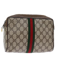 GUCCI GG Supreme Web Sherry Line Clutch Bag PVC Beige Red 89 01 012 yk12641