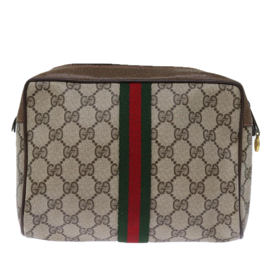 GUCCI GG Supreme Web Sherry Line Clutch Bag PVC Beige Red 89 01 012 yk12641
