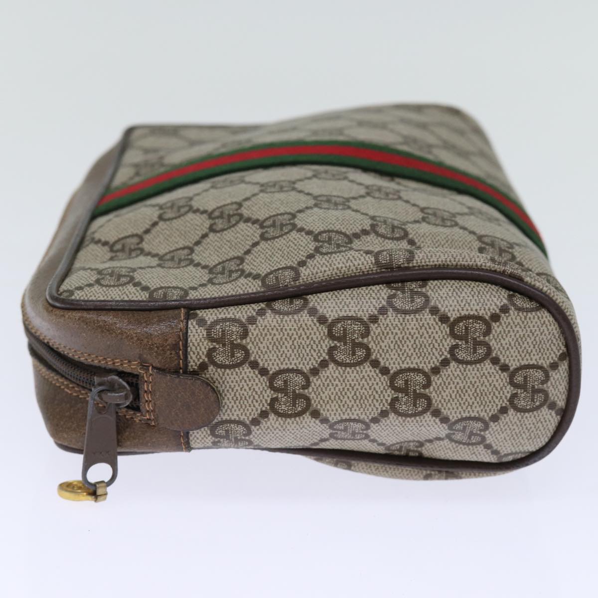 GUCCI GG Supreme Web Sherry Line Clutch Bag PVC Beige Red 89 01 012 yk12641