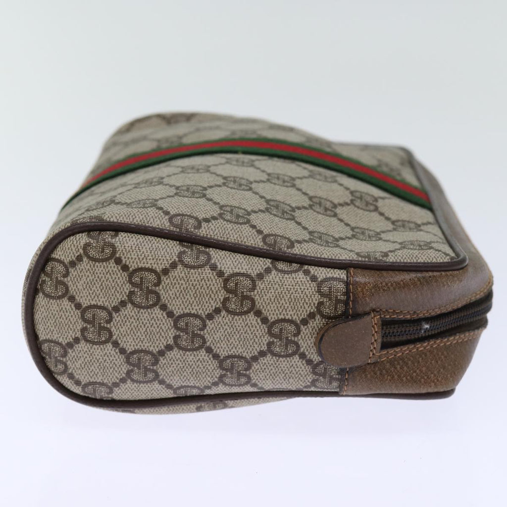 GUCCI GG Supreme Web Sherry Line Clutch Bag PVC Beige Red 89 01 012 yk12641
