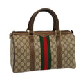 GUCCI GG Supreme Web Sherry Line Boston Bag PVC Beige Red Green yk12659