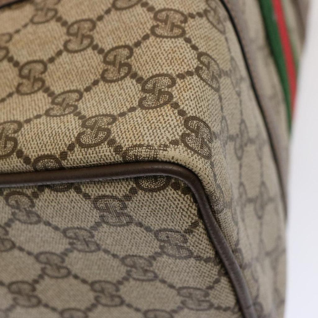 GUCCI GG Supreme Web Sherry Line Boston Bag PVC Beige Red Green yk12659