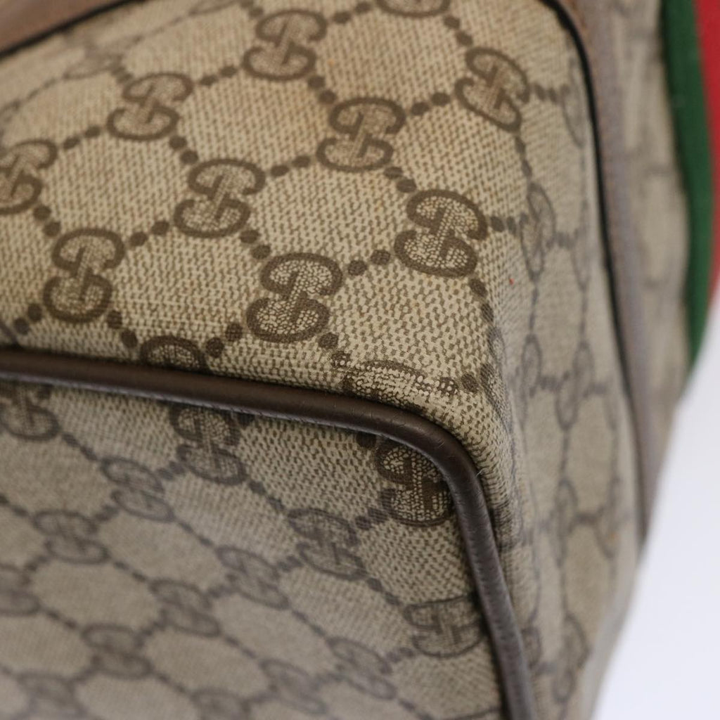 GUCCI GG Supreme Web Sherry Line Boston Bag PVC Beige Red Green yk12659