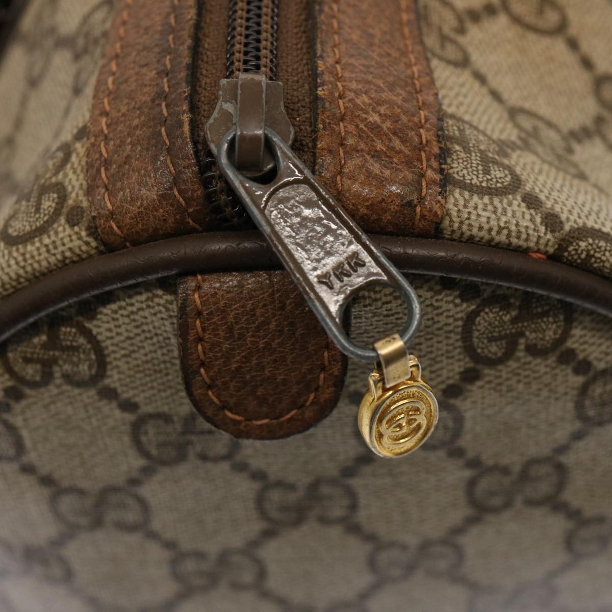 GUCCI GG Supreme Web Sherry Line Boston Bag PVC Beige Red Green yk12659