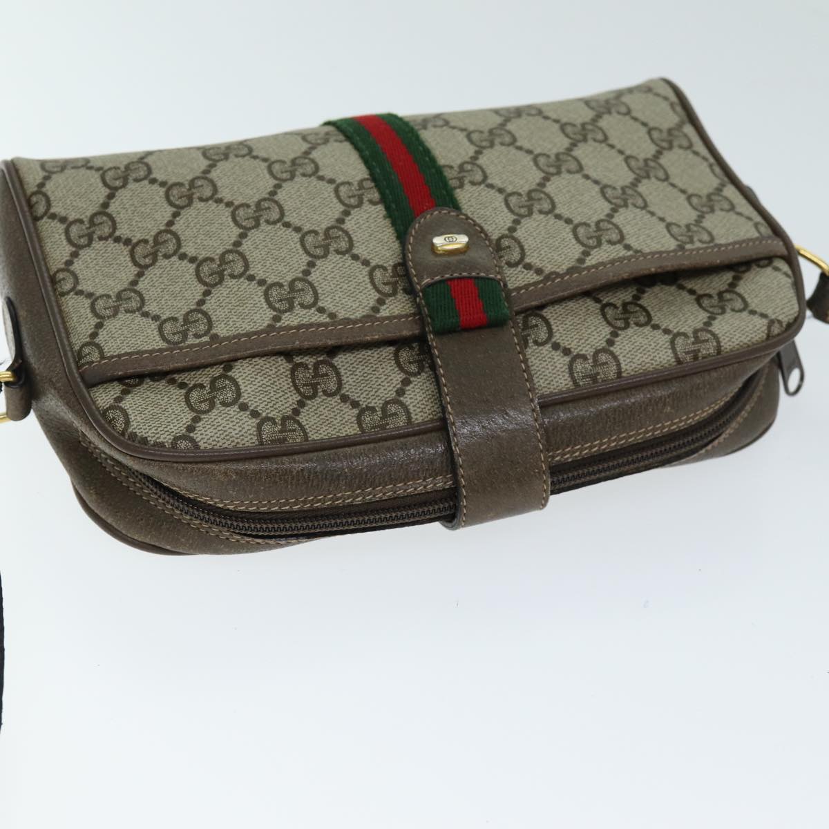 GUCCI GG Supreme Web Sherry Line Shoulder Bag Red Beige 10 02 055 yk12671