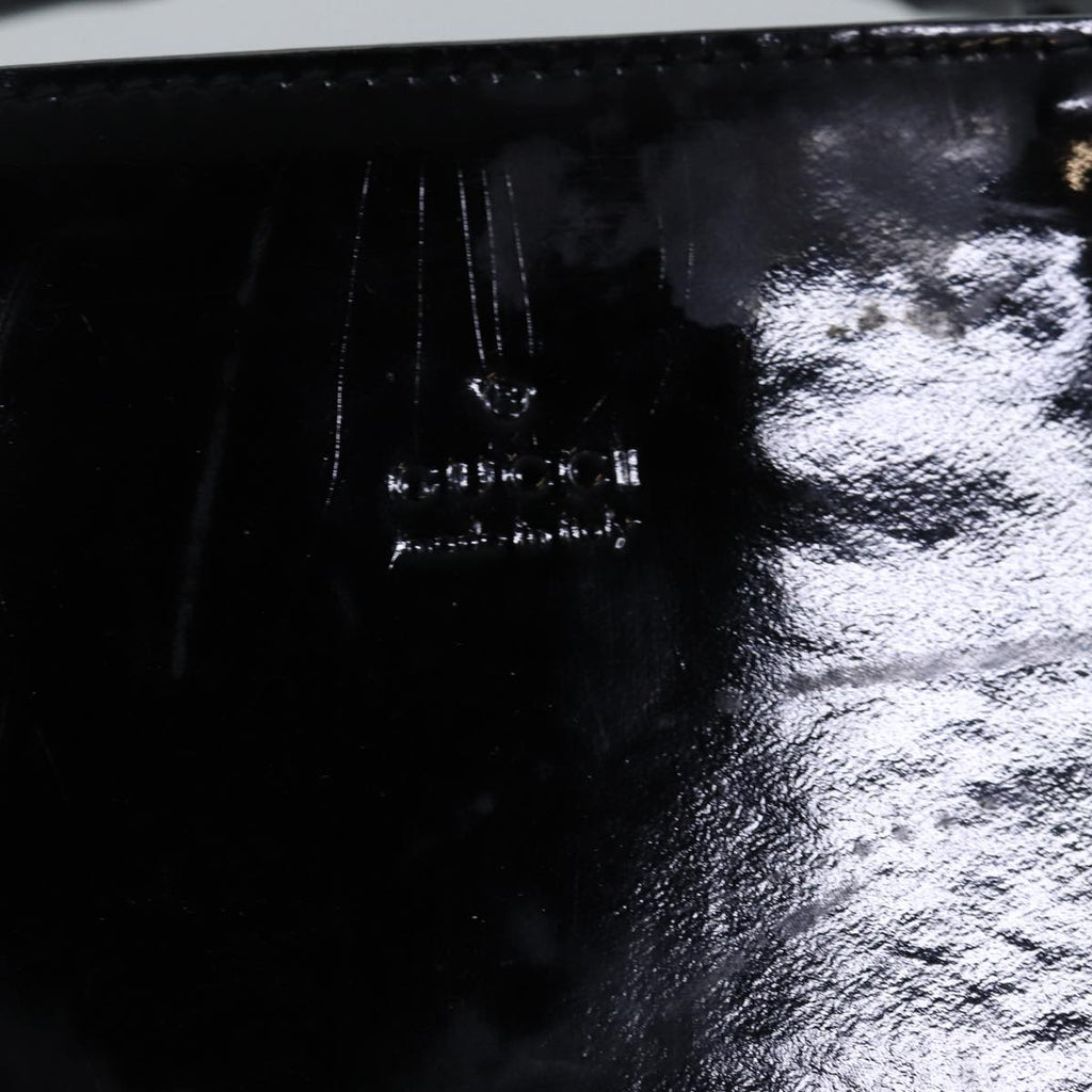 GUCCI Bamboo Hand Bag Enamel Black 002 1060 yk12681