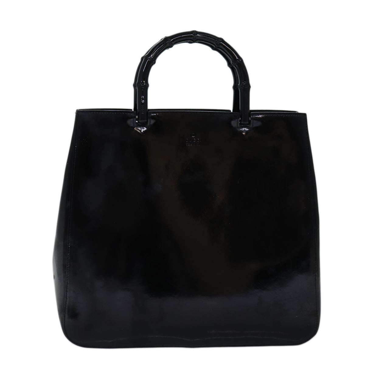 GUCCI Bamboo Hand Bag Enamel Black 002 1060 yk12681