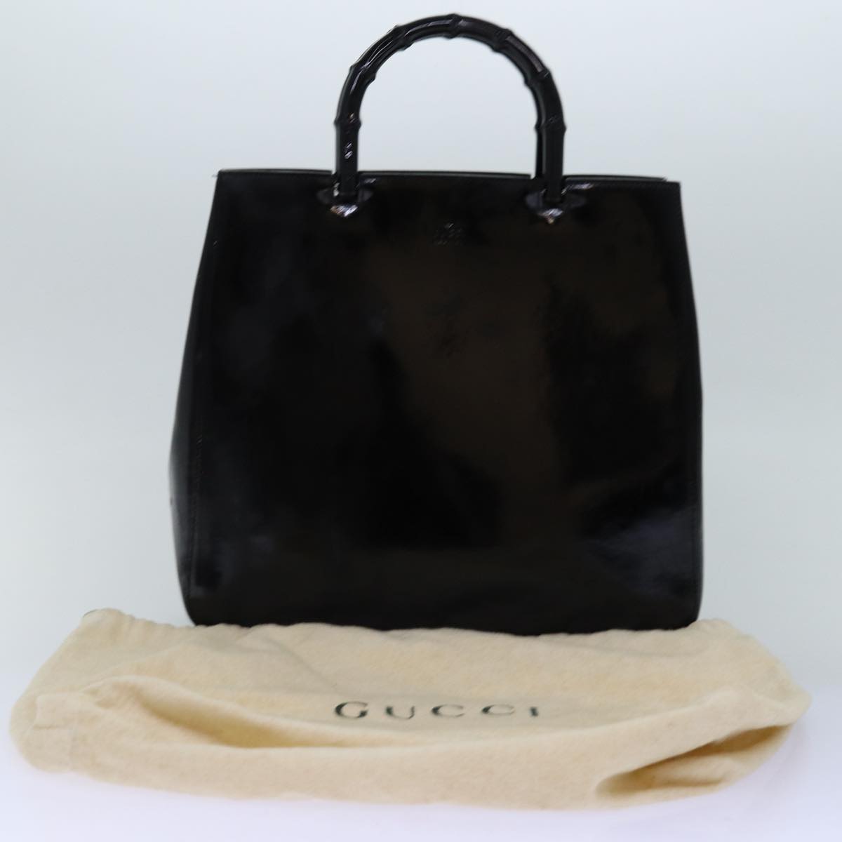GUCCI Bamboo Hand Bag Enamel Black 002 1060 yk12681
