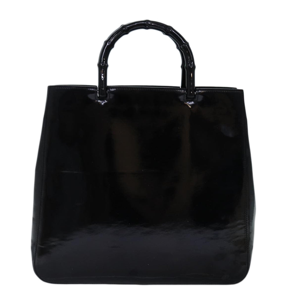 GUCCI Bamboo Hand Bag Enamel Black 002 1060 yk12681