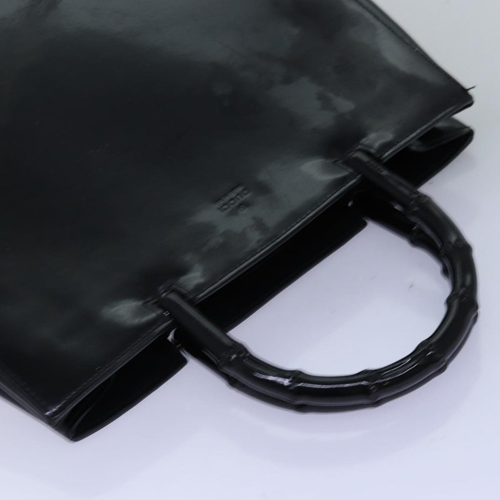 GUCCI Bamboo Hand Bag Enamel Black 002 1060 yk12681