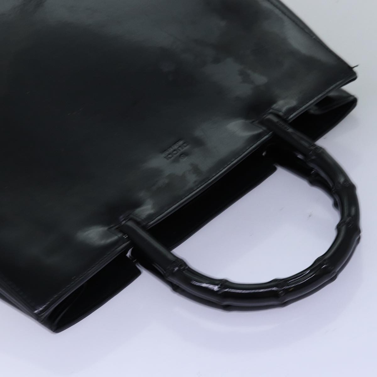 GUCCI Bamboo Hand Bag Enamel Black 002 1060 yk12681