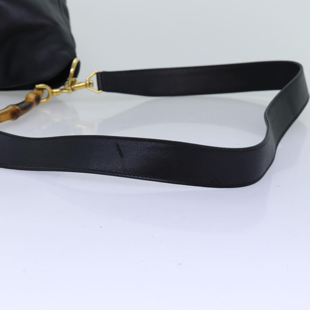 GUCCI Bamboo Hand Bag Leather 2way Black 001 1638 yk12693