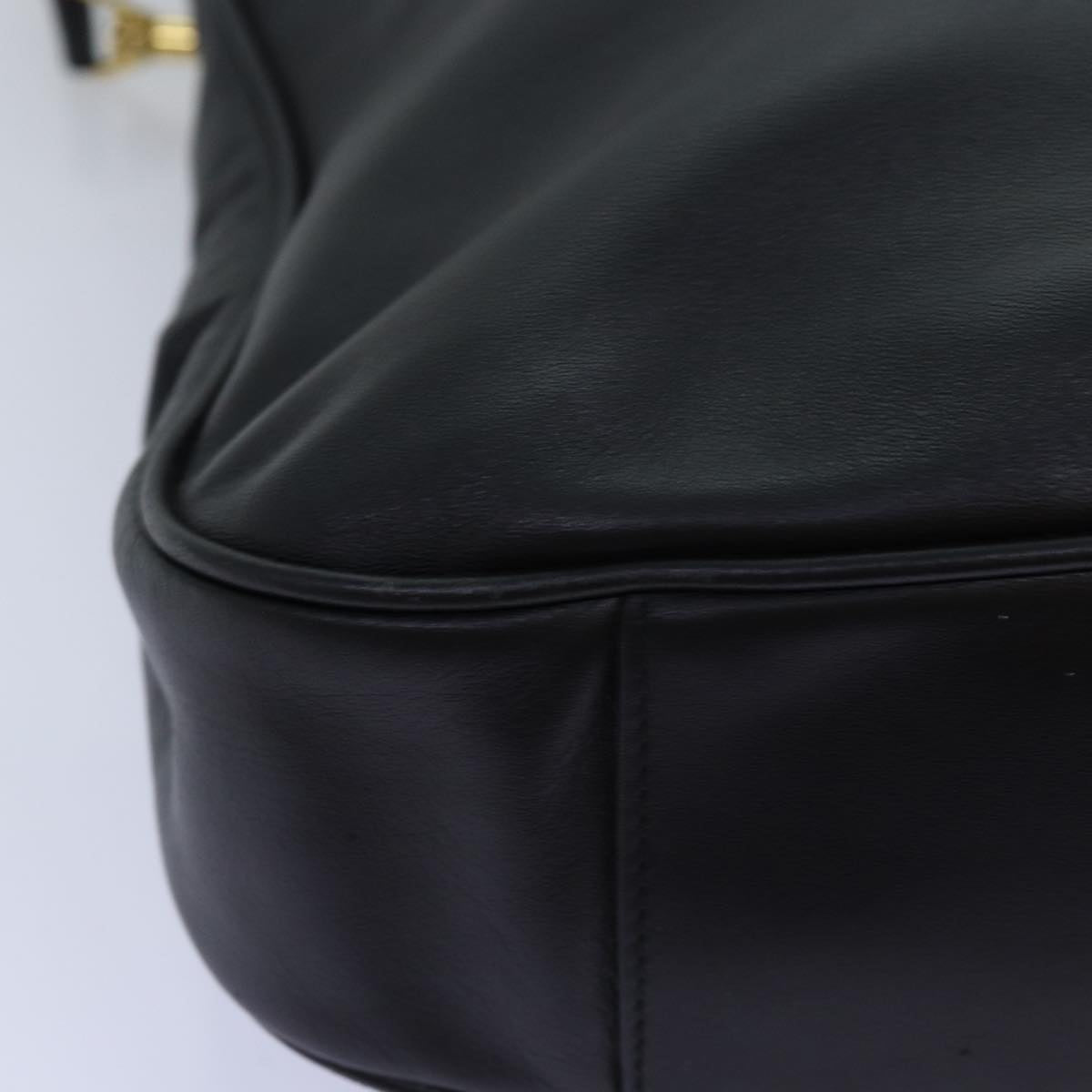 GUCCI Bamboo Hand Bag Leather 2way Black 001 1638 yk12693