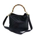 GUCCI Bamboo Hand Bag Leather 2way Black 001 1638 yk12693