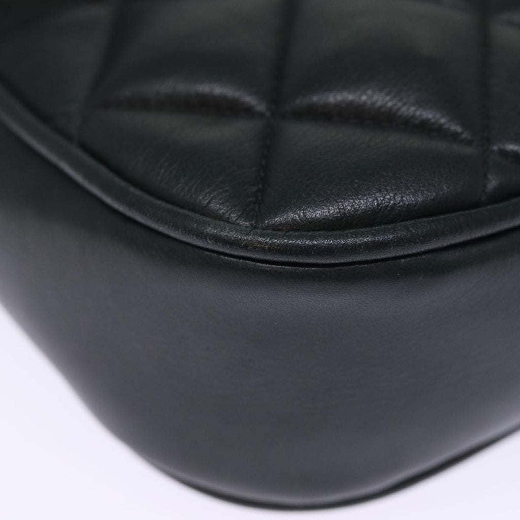 CHANEL Matelasse Turn Lock Chain Shoulder Bag Lamb Skin Green CC yk12713A