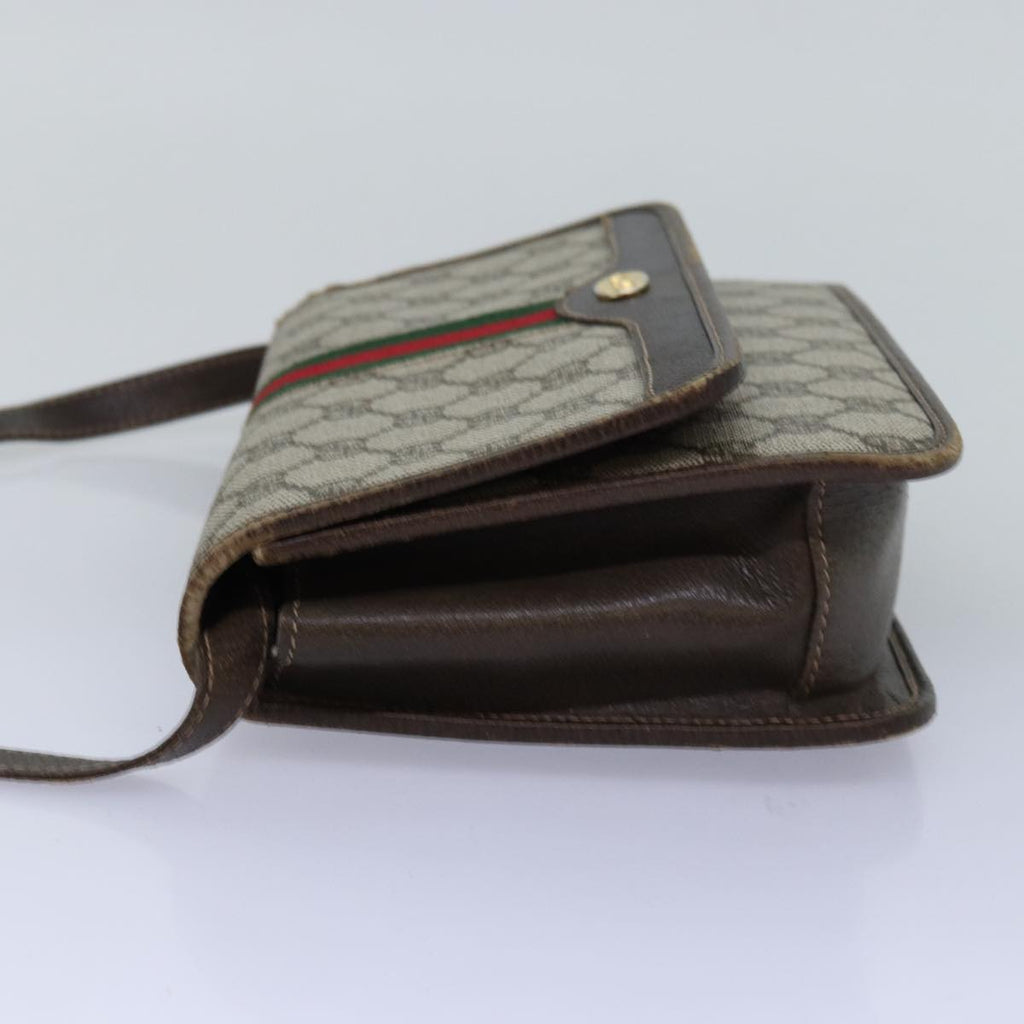 GUCCI GG Supreme Web Sherry Line Shoulder Bag PVC Beige Red Green yk12734