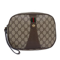 GUCCI GG Supreme Web Sherry Line Clutch Bag PVC Beige Red 89 01 034 yk12747