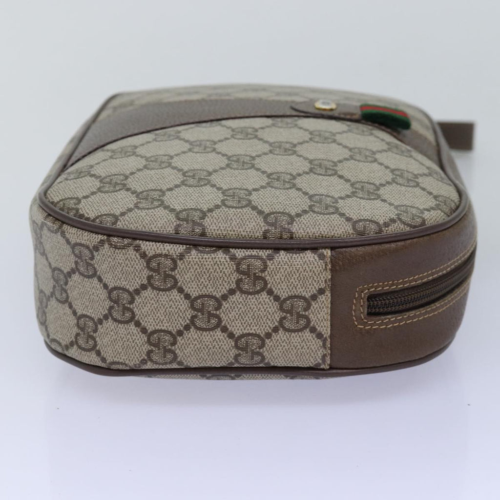 GUCCI GG Supreme Web Sherry Line Clutch Bag PVC Beige Red 89 01 034 yk12747