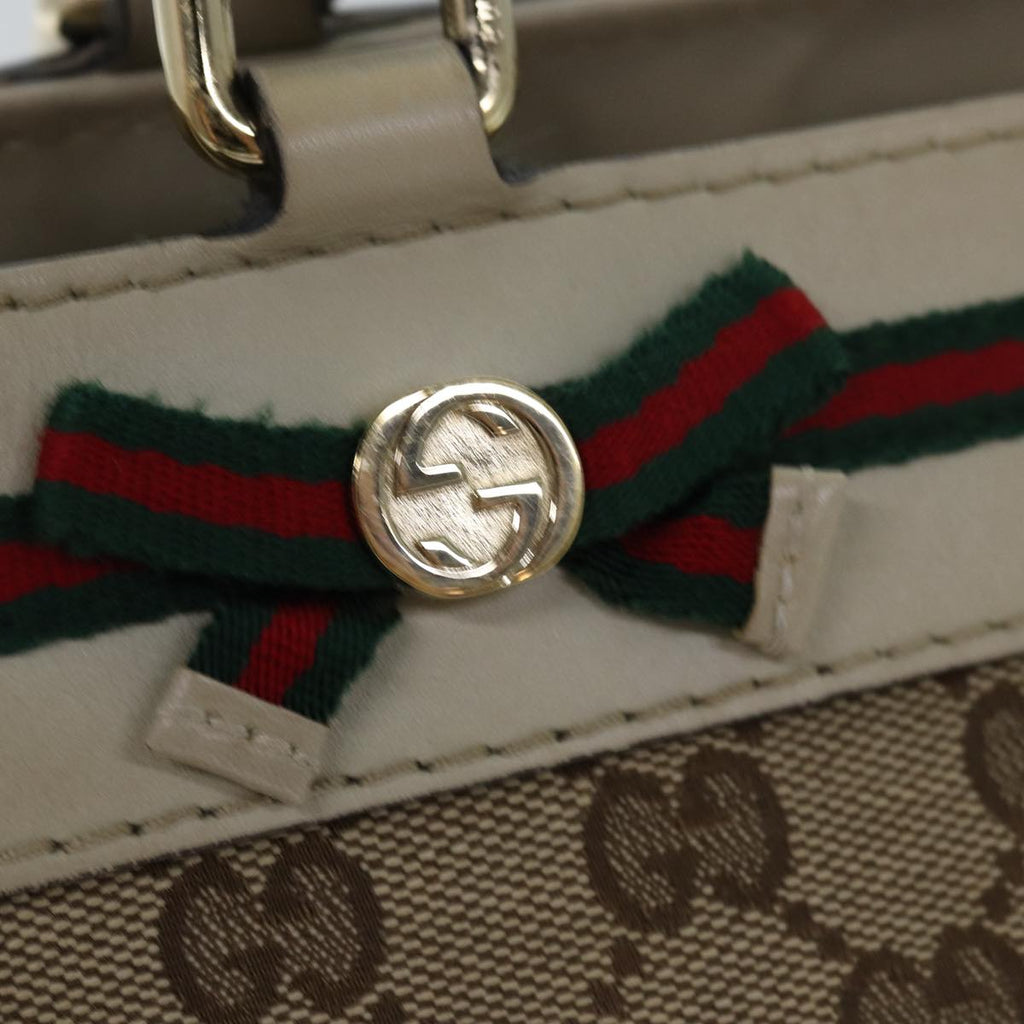 GUCCI GG Canvas Web Sherry Line Tote Bag Beige Red Green 257061 yk12775