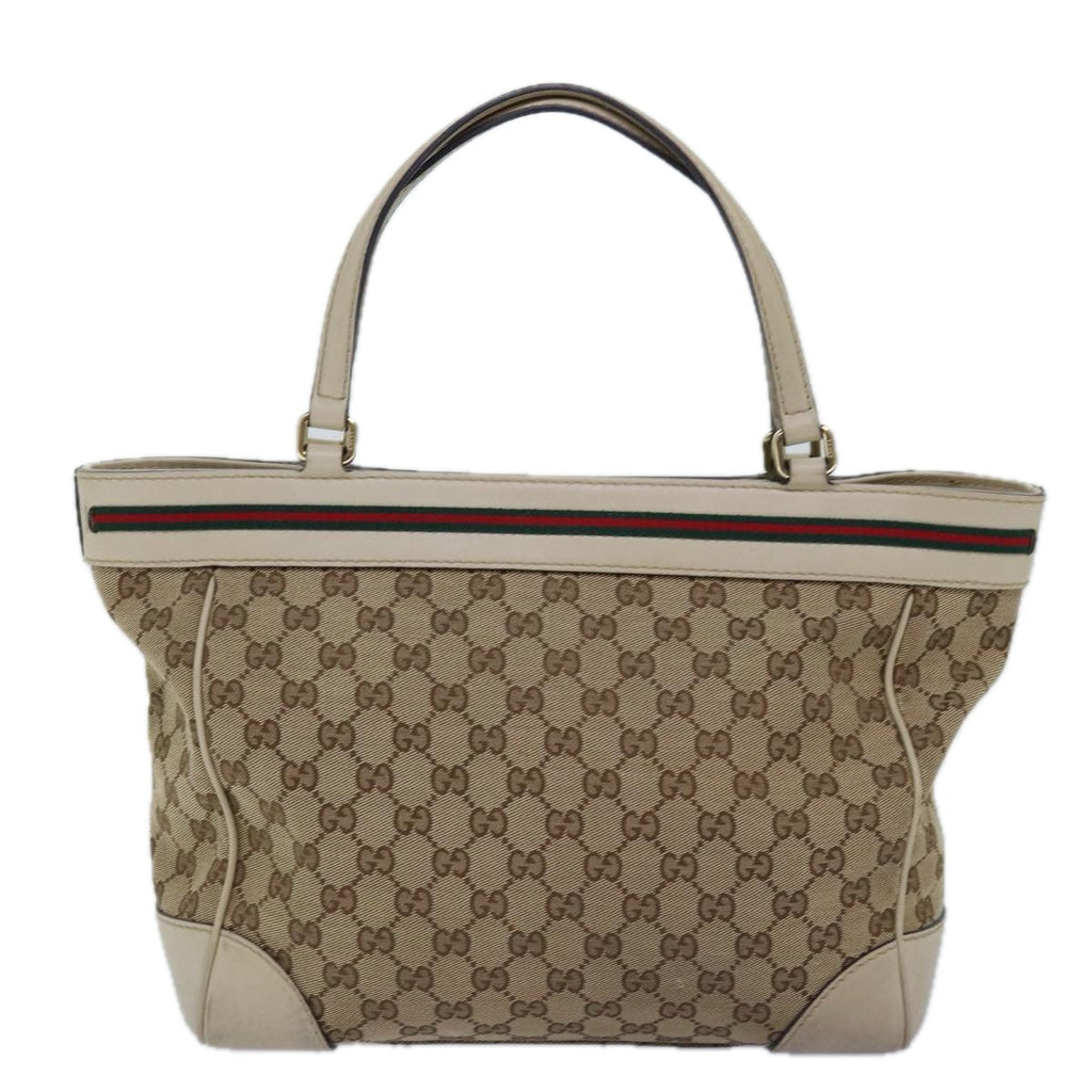 GUCCI GG Canvas Web Sherry Line Tote Bag Beige Red Green 257061 yk12775