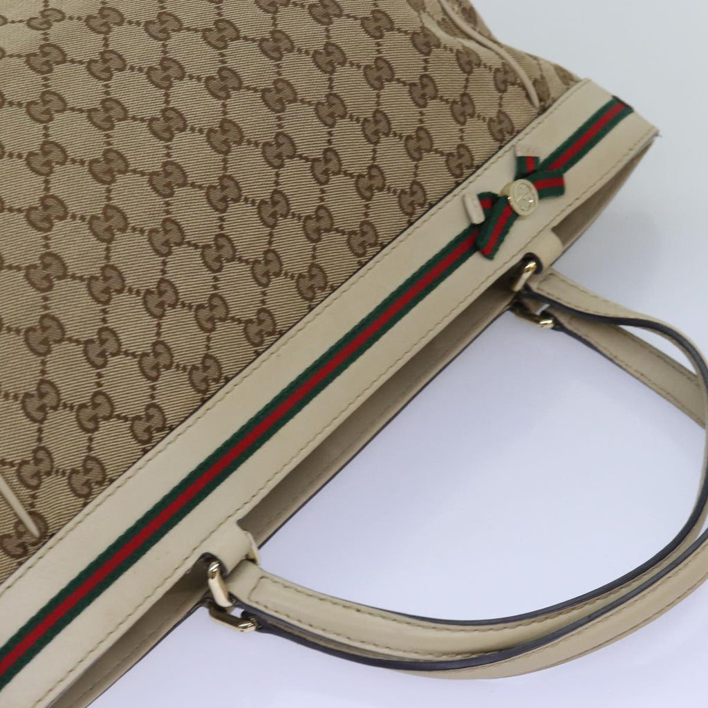 GUCCI GG Canvas Web Sherry Line Tote Bag Beige Red Green 257061 yk12775
