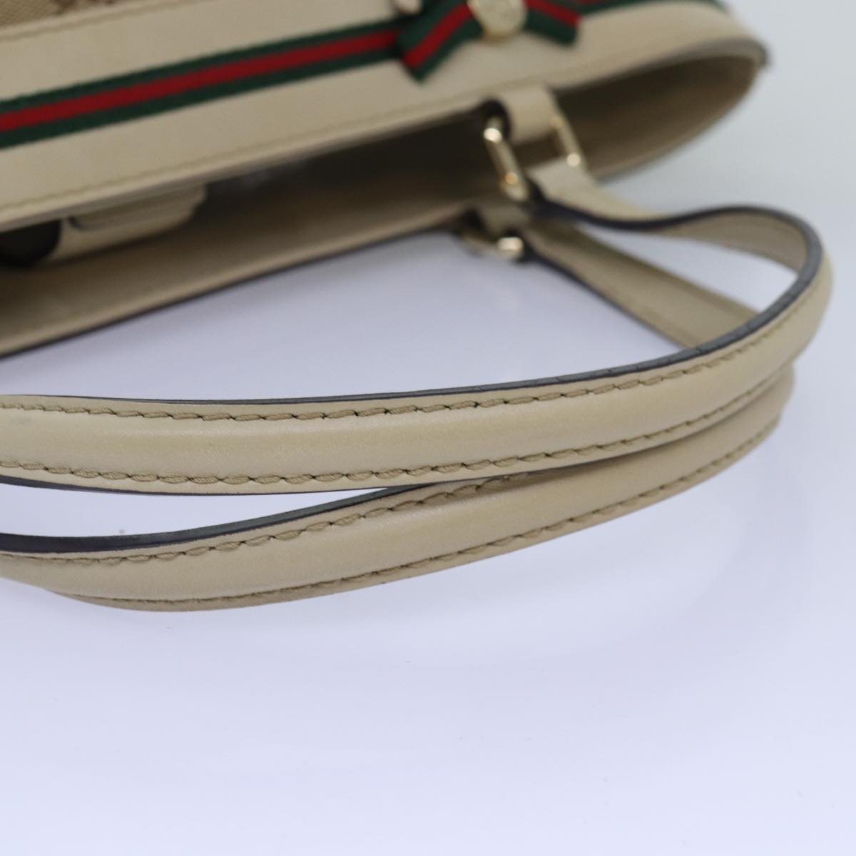 GUCCI GG Canvas Web Sherry Line Tote Bag Beige Red Green 257061 yk12775