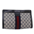 GUCCI GG Supreme Sherry Line Clutch Bag PVC Navy Red 67 014 2125 yk12776